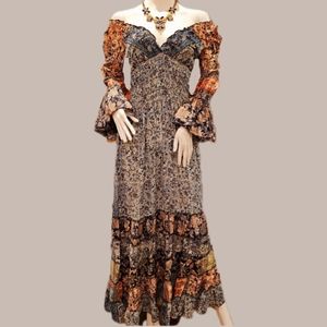 *LAST 1*Karma Hwy Gypsy Caravan Gilded Ruffle Hem Dress *3 Colors Avail.*OS-NWT